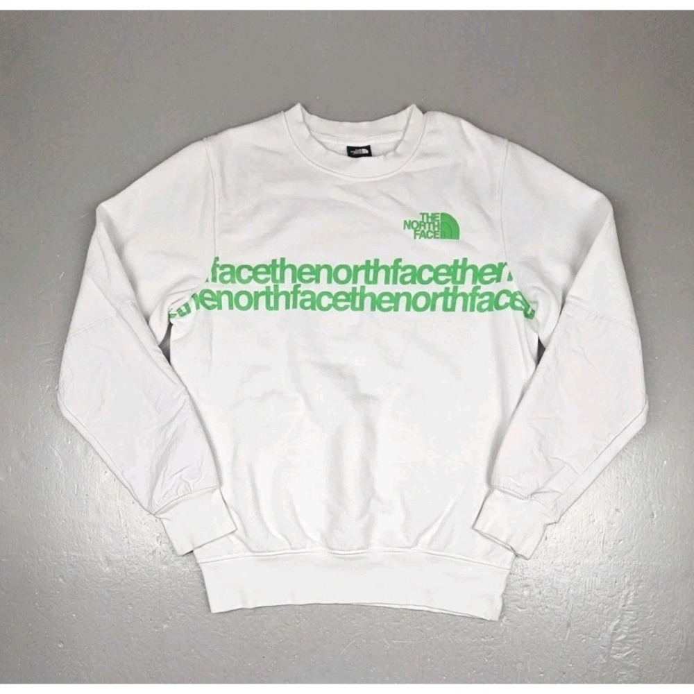 The North Face Sweatshirt Mens Medium White Green Concord Crewneck Pullover